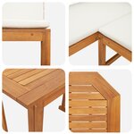 Set de jardin 4 pièces avec coussins en bois d'acacia