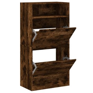 vidaXL Armoire à chaussures chêne fumé 60x34x116 cm bois d'ingénierie