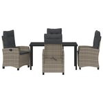 vidaXL Ensemble de repas de jardin 5 pièces avec coussins en poly rotin gris