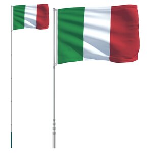 vidaXL Drapeau de l'Italie et mât 5 55 m Aluminium