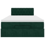 vidaXL Lit ottoman avec matelas vert foncé 120x190 cm velours