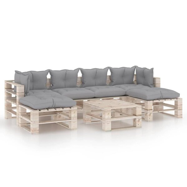 vidaXL Salon de jardin palette 7 Pièces avec coussins bois de pin