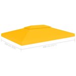 vidaXL Toile de toit de belvédère 2 niveaux 310 g/m² 4x3 m Jaune
