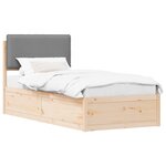 vidaXL Cadre de lit avec tête de lit rembourrée Gris clair 75 x 190 cm