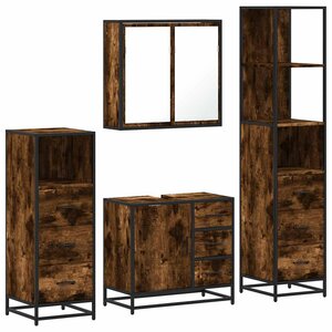 vidaXL Ensemble meubles salle de bain 4 Pièces chêne fumé bois ingénierie