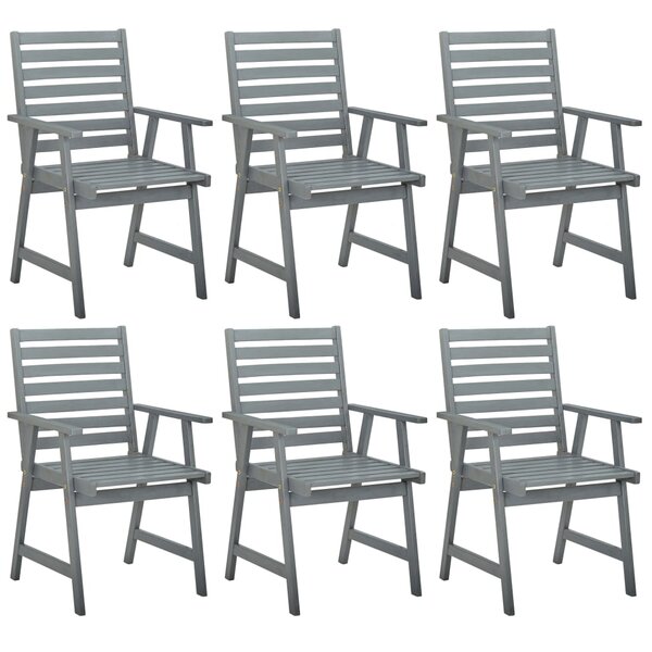 vidaXL Chaises à manger d'extérieur lot de 6 Gris Bois d'acacia