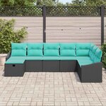 vidaXL Ensemble de canapé de jardin avec coussin 8 Pièces Noir Poly rotin