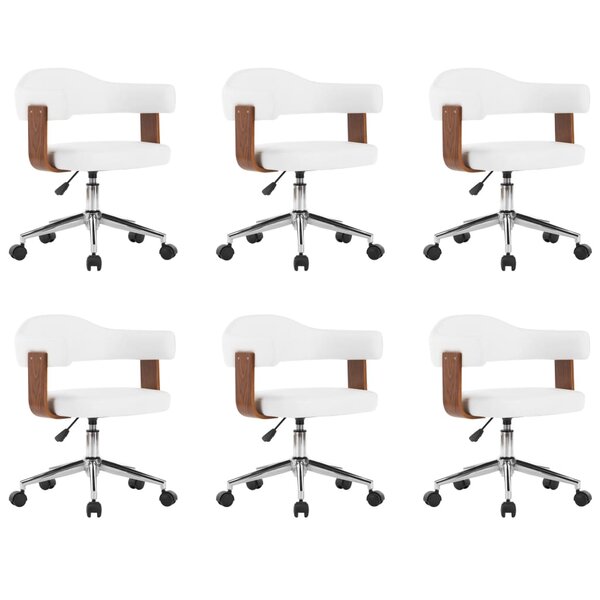 vidaXL Chaises pivotantes à manger lot de 6 bois courbé et similicuir