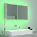 vidaXL Armoire de salle de bain à miroir LED Gris béton Acrylique
