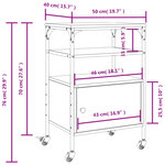 vidaXL Support d'imprimante à 3 niveaux sonoma gris 50x40x76 cm