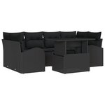 Ensemble de canapé de jardin 7 pièces avec coussins en rotin poly noir vidaXL