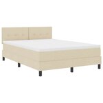 vidaXL Lit à ressorts avec matelas avec LED Crème 140 x 190 cm tissu