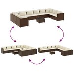 vidaXL Salon de jardin et coussins 11 Pièces marron résine tressée