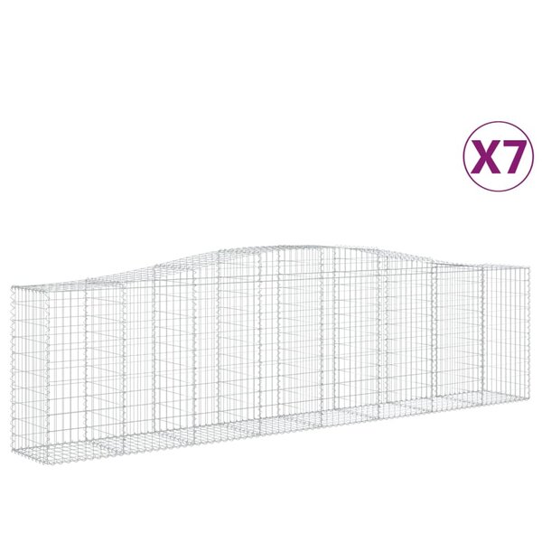 vidaXL Paniers à gabions arqués 7 Pièces 400x50x100/120 cm Fer galvanisé