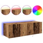 Meuble TV vidaXL avec éclairage LED Bois ancien 100x35x31 cm