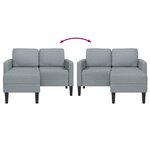vidaXL Canapé 2 places avec méridienne en L gris clair 125 cm tissu