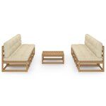vidaXL Salon de jardin 9 Pièces avec coussins Bois de pin massif
