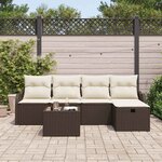vidaXL Ensemble de canapé de jardin 6 Pièces Marron Poly rotin
