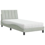 vidaXL Lit avec matelas gris clair 90x200 cm velours