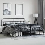 vidaXL Cadre de lit métal avec tête de lit/pied de lit noir 193x203 cm