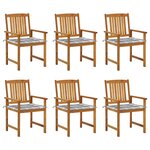 vidaXL Chaises de jardin avec coussins 6 Pièces Bois d'acacia massif