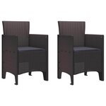 vidaXL Chaise de jardin 2 Pièces Marron 53 x 49 x 85 cm PP