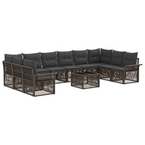 vidaXL Ensemble de canapé de jardin 11 pc Gris polyrotin