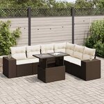 vidaXL Salon de jardin avec coussins 7 Pièces marron résine tressée