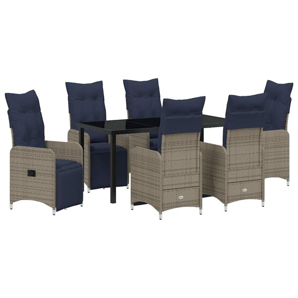 vidaXL Ensemble de salle à manger pour jardin 7 Pièces Gris polyrotin