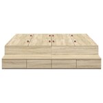 vidaXL Cadre de lit avec rangement avec tiroir Chêne Sonoma 140 cm