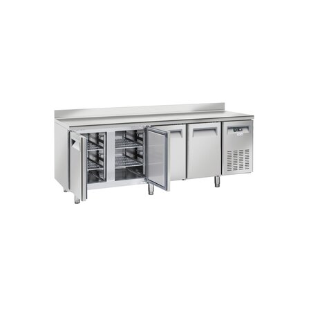 Table réfrigérée positive 4 portes - profondeur 600 avec dosseret - cool head - r290a - acier inoxydable4pleine 1710x600x585mm