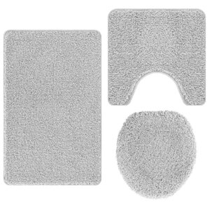 vidaXL Ensemble de tapis de bain antidérapants 3 Pièces Gris PP
