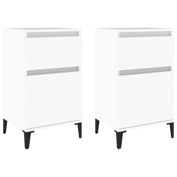 vidaXL Tables de chevet 2 Pièces blanc 40x35x70 cm
