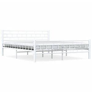 vidaXL Cadre de lit et tête de lit sans matelas blanc 160x200 cm métal