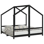vidaXL Cadre de lit pour enfant noir 2x(80x160) cm bois de pin massif
