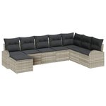 vidaXL Ensemble de canapé de jardin 8 Pièces Gris clair Poly rotin