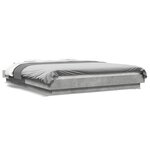 vidaXL Cadre de lit et lumières LED sans matelas gris béton 150x200 cm