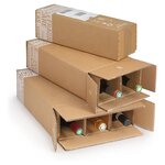 Caisse carton d'expédition pour bouteilles avec croisillons renforcés à montage manuel 6 bouteilles (lot de 20)