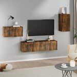 vidaXL Ensemble de meubles TV 4 Pièces Chêne fumé Bois d'ingénierie