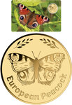 Monnaie EUROPEAN PEACOCK Butterflies 1/1000 Oz Medaille Or (PRÉCOMMANDE)