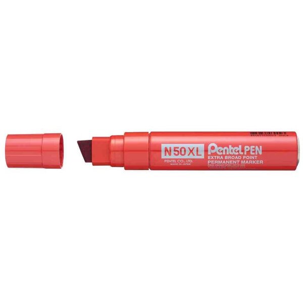 Marqueur permanent n50xl  pointe biseautée  rouge pentel