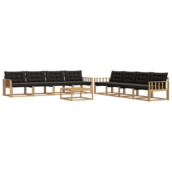vidaXL Ensemble de canapés d'extérieur 9 pc Blanc et noir