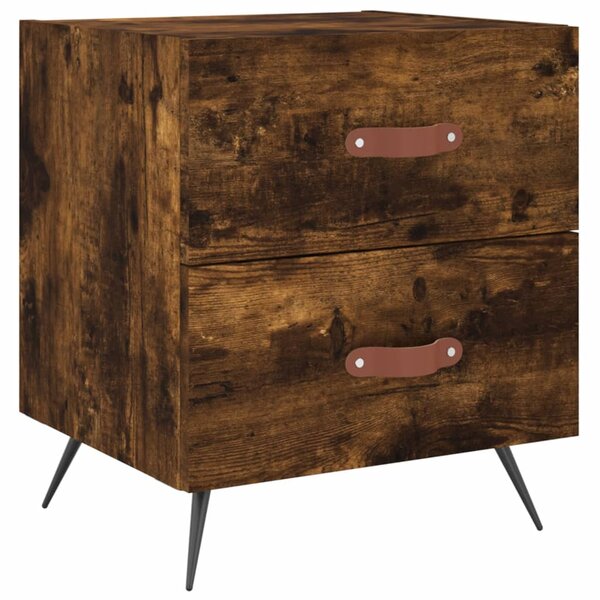 vidaXL Table de chevet chêne fumé 40x35x47 5 cm bois d’ingénierie