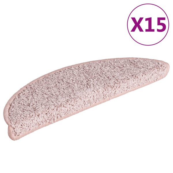vidaXL Tapis de marches d'escalier 15 Pièces Rose clair 56x17x3 cm