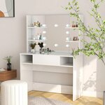 vidaXL Table de maquillage avec éclairage LED MDF Blanc brillant