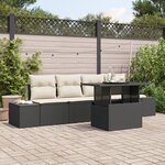 vidaXL Ensemble de canapé de jardin de 5 pièces avec coussins noir poly rotin