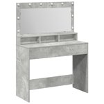 Table de maquillage vidaXL avec lumières LED en gris béton 100x41x135 cm