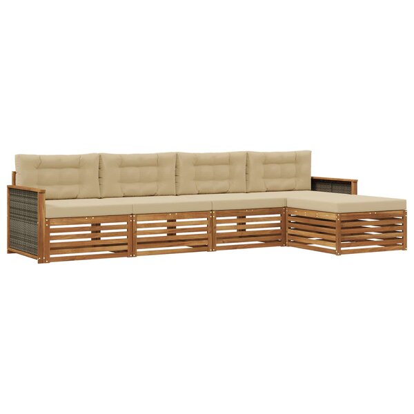 vidaXL Ensemble de canapés d'extérieur 5 pc Naturel et Beige