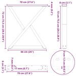 vidaXL Pieds de table à manger 2 pièces Blanc 70 x (72-73 3) cm Acier