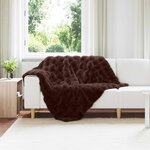 vidaXL Couverture en Fourrure de Lapin Synthétique Camel 220 x 240 cm
